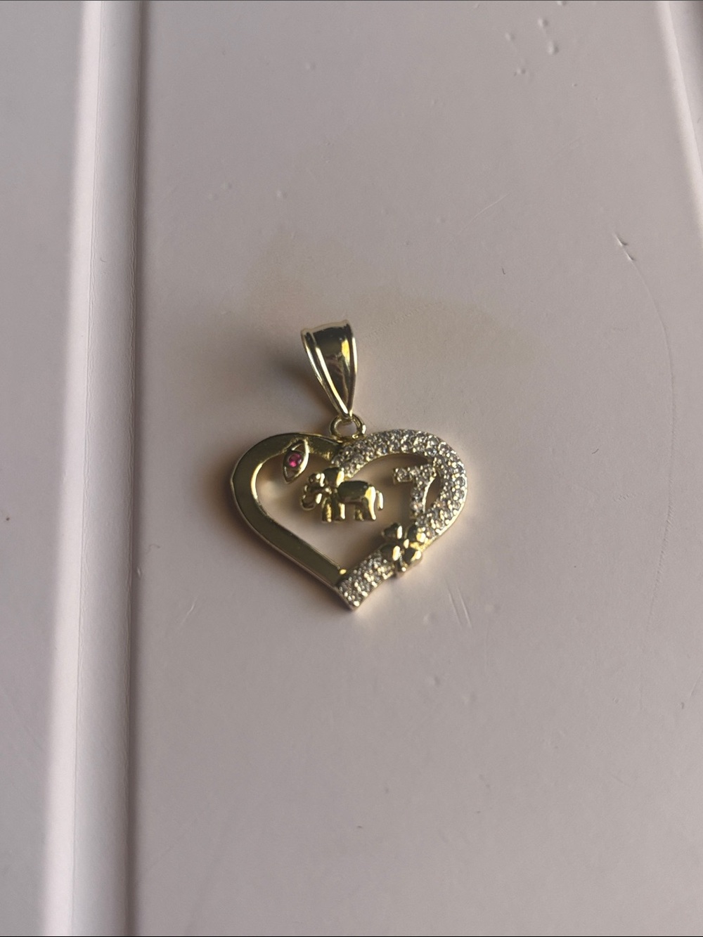 Heart-Shaped Pendant with Rhinestones. Good luck charm